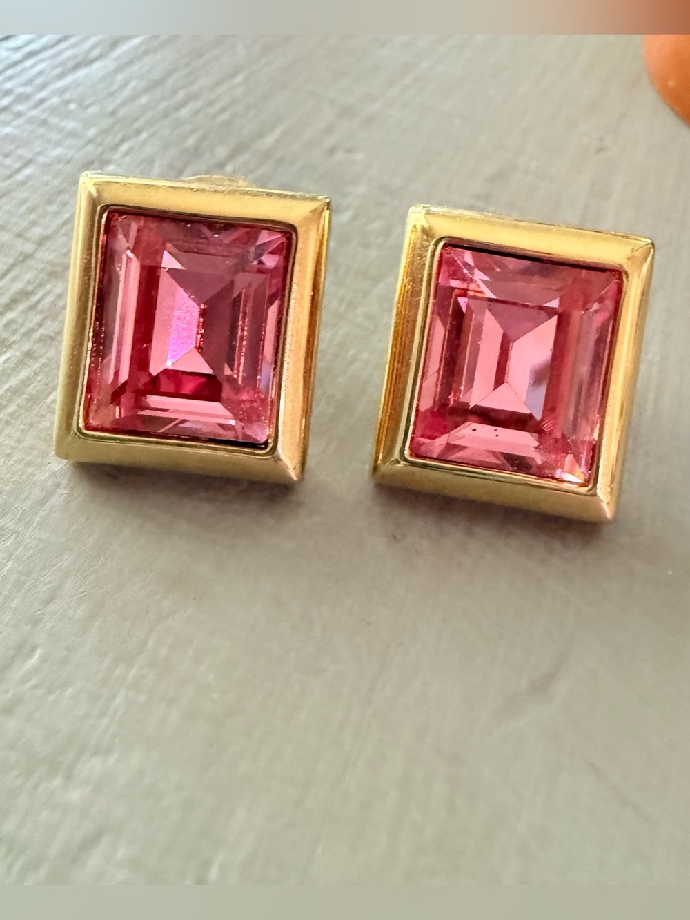 Salo Swarovski Pink Crystal & Gold Earrings Vintage